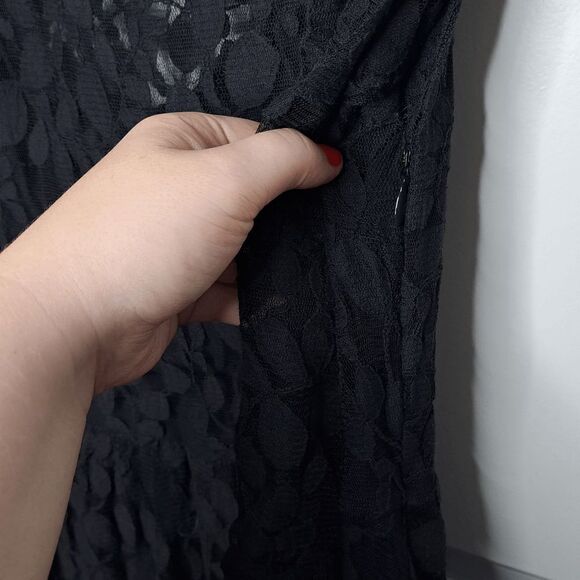 Free People Floral Embroidered Mesh Lace Mini Dress Black size 6 - Picture 5 of 8